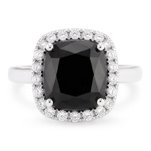 Afbeelding in Gallery-weergave laden, Zwarte verlovingsring 10 karaat echte radiant diamant halo 14k witgoud