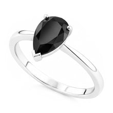 Afbeelding in Gallery-weergave laden, Zwarte verlovingsring 3,5 karaat echte peervormige diamant solitair glad 14k witgoud
