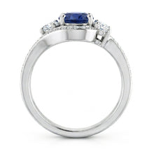 Afbeelding in Gallery-weergave laden, Blauwe Ceylon Saffier En Diamant Ring Wit Goud 14K