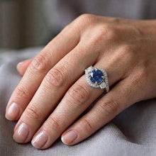 Afbeelding in Gallery-weergave laden, Blauwe Ceylon Saffier En Diamant Ring Wit Goud 14K