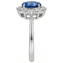 Afbeelding in Gallery-weergave laden, echte round saffier 3karaat ring close-up detail