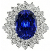 Afbeelding in Gallery-weergave laden, Blauwe Saffier Gouden 14K I
GI GECERTIFICEERDE Diamanten Ring