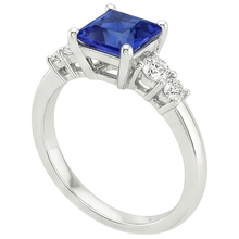 Afbeelding in Gallery-weergave laden, Natuurlijke (niet labgekweekt) blauwe saffier jubileumring met Prinsesslijpsel, vijf stenen, 5.50 karaat