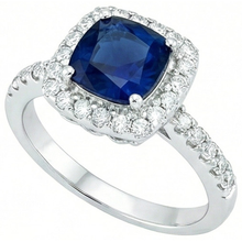 Afbeelding in Gallery-weergave laden, echte round saffier 3.50karaat ring close-up detail