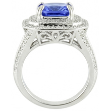 Afbeelding in Gallery-weergave laden, Blauwe Saffier Met Natuurlijke uit de aarde gewonnen Diamanten Halo Ring