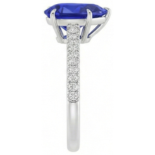 Afbeelding in Gallery-weergave laden, Blauwe Saffier Ring Met Diamanten Accenten Peer Geslepen Edelsteen 5 Karaat