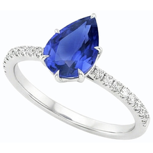 Afbeelding in Gallery-weergave laden, Blauwe Saffier Ring Met Pave Set Diamanten Accenten Goud 4,50 Karaat