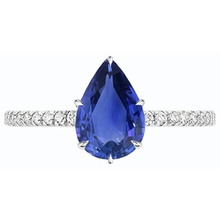 Afbeelding in Gallery-weergave laden, Blauwe Saffier Ring Met Pave Set Diamanten Accenten Goud 4,50 Karaat