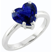 Afbeelding in Gallery-weergave laden, Blauwe Saffier Solitaire Hartvormige Ring 2 Karaats 14K Goud