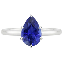 Afbeelding in Gallery-weergave laden, Blauwe Saffier Solitaire Ring 4 Karaats Edelsteen Wit Goud 14K