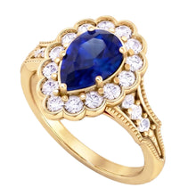 Afbeelding in Gallery-weergave laden, Blauwe Saffier Vintage Stijl Verlovingsring