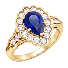 Afbeelding in Gallery-weergave laden, Blauwe Saffier Vintage Stijl Verlovingsring