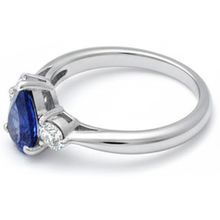 Afbeelding in Gallery-weergave laden, echte round saffier 1.50karaat ring met diamantaccenten