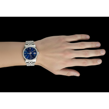Afbeelding in Gallery-weergave laden, Blauwe Stok wijzerplaat Horloge roestvrij staal jubileum Natuurlijke echte diamant ( niet in het laboratorium gekweekt ) doorlopend Rolex Heren