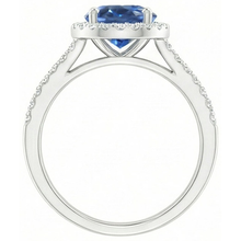Afbeelding in Gallery-weergave laden, Blauwe ovale saffier ring met accenten Natuurlijke echte diamant ( niet in het laboratorium gekweekt ) wit goud 14K 3,50 Ct