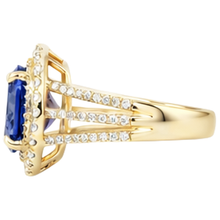 Afbeelding in Gallery-weergave laden, Blauwe ovale tanzaniet Natuurlijke echte diamanten ( niet in een laboratorium gekweekt ) ring 6 kt 14k geel goud