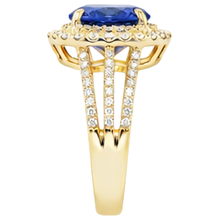 Afbeelding in Gallery-weergave laden, Blauwe ovale tanzaniet Natuurlijke echte diamanten ( niet in een laboratorium gekweekt ) ring 6 kt 14k geel goud