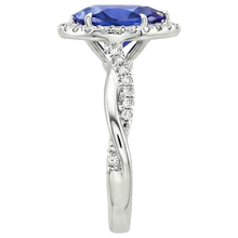 Afbeelding in Gallery-weergave laden, Blauwe Saffier Halo Natuurlijke uit de aarde gewonnen Diamanten Ring Zetting Peervormige Steen 7.25 Karaat Goud