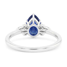 Afbeelding in Gallery-weergave laden, Blauwe saffier Natuurlijke echte diamant ( niet in het laboratorium gekweekt )en jubileum ring 2 karaat peer geslepen tanden set nieuw