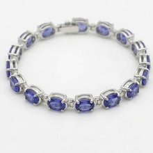 Afbeelding in Gallery-weergave laden, Blauwe saffier Natuurlijke echte diamanten ( niet in een laboratorium gekweekt ) tennisarmband set 18 karaat sieraden+