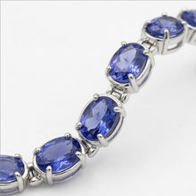 Afbeelding in Gallery-weergave laden, Blauwe saffier Natuurlijke echte diamanten ( niet in een laboratorium gekweekt ) tennisarmband set 18 karaat sieraden+