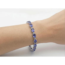 Afbeelding in Gallery-weergave laden, Blauwe saffier Natuurlijke echte diamanten ( niet in een laboratorium gekweekt ) tennisarmband set 18 karaat sieraden+