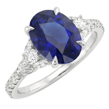 Afbeelding in Gallery-weergave laden, Blauwe saffier Solitaire met accenten Ring 5 karaat witgouden sieraden