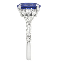 Afbeelding in Gallery-weergave laden, Blauwe saffier Solitaire met accenten Ring 5 karaat witgouden sieraden