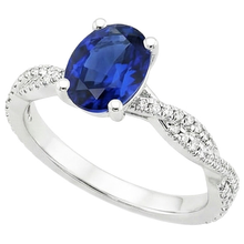 Afbeelding in Gallery-weergave laden, Blauwe saffier Solitaire met accenten Trouwring 3,50 karaat