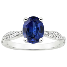 Afbeelding in Gallery-weergave laden, Blauwe saffier Solitaire met accenten Trouwring 3,50 karaat