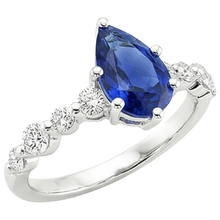 Afbeelding in Gallery-weergave laden, Blauwe saffier & ronde Natuurlijke echte diamant ( niet in het laboratorium gekweekt )en verlovingsring met accenten 4,25 karaat