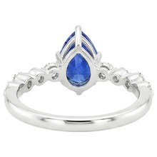Afbeelding in Gallery-weergave laden, Blauwe saffier & ronde Natuurlijke echte diamant ( niet in het laboratorium gekweekt )en verlovingsring met accenten 4,25 karaat