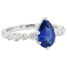 Afbeelding in Gallery-weergave laden, Blauwe saffier & ronde Natuurlijke echte diamant ( niet in het laboratorium gekweekt )en verlovingsring met accenten 4,25 karaat