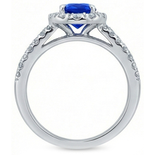 Afbeelding in Gallery-weergave laden, echte round saffier 3.50karaat ring profielweergave