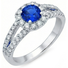 Afbeelding in Gallery-weergave laden, echte round saffier 3.50karaat ring vooraanzicht