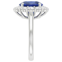 Afbeelding in Gallery-weergave laden, Blauwe Saffier uit de aarde gewonnen Diamanten Verlovingsring Ovaal Ceylonese Edelsteen 9.25 Karaat