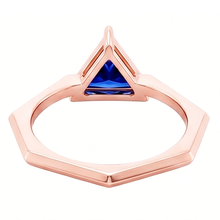 Afbeelding in Gallery-weergave laden, Blauwe saffier edelsteen biljoen ring 14K Rose Gold 1 karaat sieraden