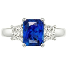 Afbeelding in Gallery-weergave laden, Blauwe saffier edelsteen ring 2,50 karaat sprankelende stralende Natuurlijke echte diamant ( niet in het laboratorium gekweekt )en