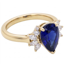 Afbeelding in Gallery-weergave laden, Blauwe saffier edelsteen ring met ronde en markiezin accenten 2,50 karaat