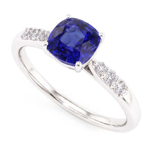 Afbeelding in Gallery-weergave laden, Blauwe saffier edelsteen ring wit goud 14K Natuurlijke echte diamant ( niet in het laboratorium gekweekt )en 2,50 karaat