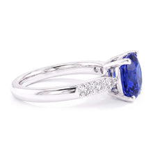 Afbeelding in Gallery-weergave laden, Blauwe saffier edelsteen ring wit goud 14K Natuurlijke echte diamant ( niet in het laboratorium gekweekt )en 2,50 karaat