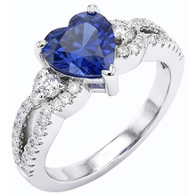 Afbeelding in Gallery-weergave laden, Blauwe saffier en Natuurlijke echte diamant ( niet in het laboratorium gekweekt )en ring 4,50 karaat witgoud 14K sieraden