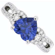 Afbeelding in Gallery-weergave laden, Blauwe saffier en Natuurlijke echte diamant ( niet in het laboratorium gekweekt )en ring 4,50 karaat witgoud 14K sieraden