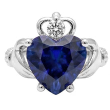 Afbeelding in Gallery-weergave laden, Blauwe saffier en Natuurlijke echte diamant ( niet in het laboratorium gekweekt )en ring hartvormig 2,25 karaat witgoud 14K