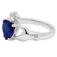 Afbeelding in Gallery-weergave laden, Blauwe saffier en Natuurlijke echte diamant ( niet in het laboratorium gekweekt )en ring hartvormig 2,25 karaat witgoud 14K