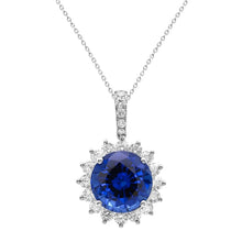 Afbeelding in Gallery-weergave laden, Halsketting met Blauwe Saffier en IGI GECERTIFICEERDE Diamanten Hanger 8.40 Karaat Witgoud 14K