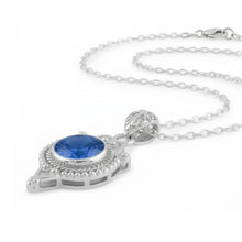 Afbeelding in Gallery-weergave laden, IGI GECERTIFICEERDE Blauwe Saffier Antieke Stijl Hanger 8 Karaat Witgoud 14K