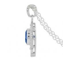 Afbeelding in Gallery-weergave laden, IGI GECERTIFICEERDE Blauwe Saffier Antieke Stijl Hanger 8 Karaat Witgoud 14K