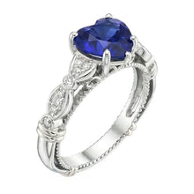 Afbeelding in Gallery-weergave laden, Blauwe saffier hart edelsteen ring 2,50 karaat antieke stijl sieraden