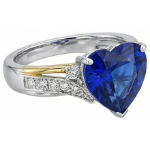 Afbeelding in Gallery-weergave laden, echte round saffier 3karaat ring close-up detail